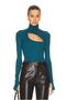 Women's Body Petrol Green Turtleneck Finger Snap Window Silk Jersey