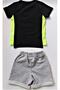 Boy's Black Color T-shirt Gray Color Shorts Never Bottom Top T-shirt Shorts 2-Piece Set - 4