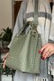 Green 4-Compartment Women's Shoulder Bag and Handbag with Knitting Detail 2180-str - 7