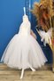 White Powder Bow Tutu Birthday Dress and Bandana Set, Children's Evening Dress - 5