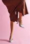 Gray Satin Pointed Front Daily Use Heeled Shoes - 3