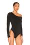 Women's Black One Shoulder Silk Jersey Bodysuit - 2