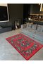 Black Pomegranate Flower Red Poppy Patterned Decorative Woven Base Carpet Mira 1264 - 2