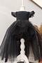 Leather Detailed Tutu Girl's Birthday Dress and Bandana Set, Children's Evening Dress - 4