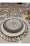 19 Pieces/ Faux Leather/ Glittering Presentation Set/1 Runner/6 Serving/6 B.mat/6 Spoon Holder /gold Glittering