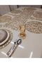 19 Pieces/ Faux Leather/ Glittering Presentation Set/1 Runner/6 Serving/6 B.mat/6 Spoon Holder /gold Glittering - 3