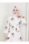 8183 Patterned Linen Dress Orange - 2