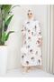 8183 Patterned Linen Dress Orange - 3