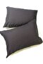 Cotton Satin Covered 2 Pack Striped Pillow Case 50X70 Cm. - Black - 4