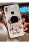 Pearl White Astronaut Stand Edge Gold Detailed Luxury Silicone Case for Huawei Y6 2019