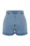 Mavi Taşlı Yüksek Bel Mini Denim Şort TWOSS23SR00191 - 8