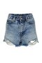 Mavi Yırtıklı Yüksek Bel Mini Denim Şort TWOSS23SR00207 - 6