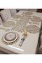19 Pieces/ Faux Leather/ Glittering Presentation Set/1 Runner/6 Serving/6 B.mat/6 Spoon Holder /gold Glittering - 6