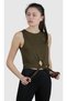 Women's Crop Athlete Athlete Tied at Belly Khaki Athlete Hlv1338 - 5