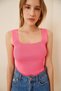 Women's Large Size Square Collar Thick Strap Sleeveless Blouse Athlete Fine Knitwear - 2