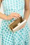 Women's Stoned Gold Evening Dress Clutch Portfolio Bag - 6