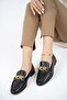 Genuine Leather Black Women's Leather Loafer Shoes Dp17-Pk8