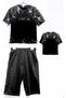 Black Pocket Capri Shorts Black and White T-shirt Boy Set - 6