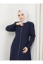 Kmk Combination Women's Summer Mevlana Model Waist Embroidered Flared Medina Silk Abaya/Topcoat