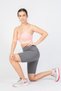 Women's Gray Pocket Ribbed High Waist Sports Biker Shorts Tights 8" - 5