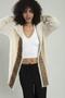 Stone Color Women's Sports Beard Yarn Plush Hooded 4-Season Knitwear Cardigan - 2