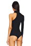 Women's Black Single Sleeve Fingered Shoulder Detailed Imported Jersey Body - 3