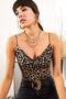 Women's Leopard Beige Lace Collar Rope Strap Blouse BLZ-19000987 - 4