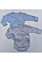 Unisex Baby Gray Blue Jacquard Perforated Double Breasted Bady 2-Piece