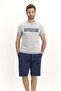 Men's Gray Short Sleeve Shorts Pajama Set
