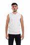 Unisex White Basic Hooded Sleeveless T-shirt