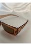 Vintage Model Diamond Pattern Detailed Honey Color Unisex Sunglasses - 5