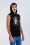 Unisex Black Lion Printed Hooded Sleeveless T-shirt - 2