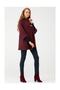 Women's Jacket with Agraph Collar and Sleeve Details - Burgundy - 5