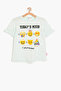 Green Girl's Emoji Text Printed T-Shirt - 3