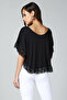 Women's Black Lace Detailed Blouse BD2284 - 3