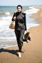 3-Pack Parachute Black Epaulette Detailed Zippered Fully Covered Hijab Swimsuit M2029 - 3