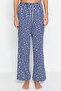 Lacivert Pamuklu Çizgili ve Kalpli Örme Pijama Altı THMSS23PJ00002 - 4