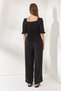 Woman's Black Top Guiped Hidden Pocket Ayrobin Jumpsuit TLM-19000143 - 6