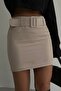 Women's Beige Belted Mini Skirt 23S02010 - 6