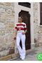 High Waist Flared Leg Jean Trousers - 2