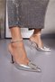 Salina Women's Silver Stone Detail Heeled Stiletto