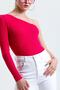 Women's One Shoulder Camisole Crop Fuchsia Blouse - 3