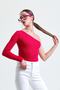 Women's One Shoulder Camisole Crop Fuchsia Blouse - 4