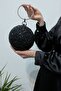 Black Evening Dress Evening Bag with Round Crystal Stones