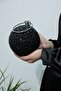 Black Evening Dress Evening Bag with Round Crystal Stones - 2