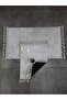 Elite Gray Pompom Fringed Plush 2-Piece Bath Mat Carpet Anti-Slip Base Toilet Set with Tassels