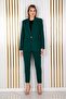 Women's Green Single-Button Jacket and Carrot Pants Suit in Atlas Fabric