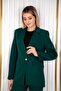 Women's Green Single-Button Jacket and Carrot Pants Suit in Atlas Fabric - 3
