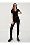 Black Slim Fit High Waist Vintage Denim Jean Pantalon - 2