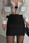 Women's Black Belted Mini Skirt 23S02010 - 6